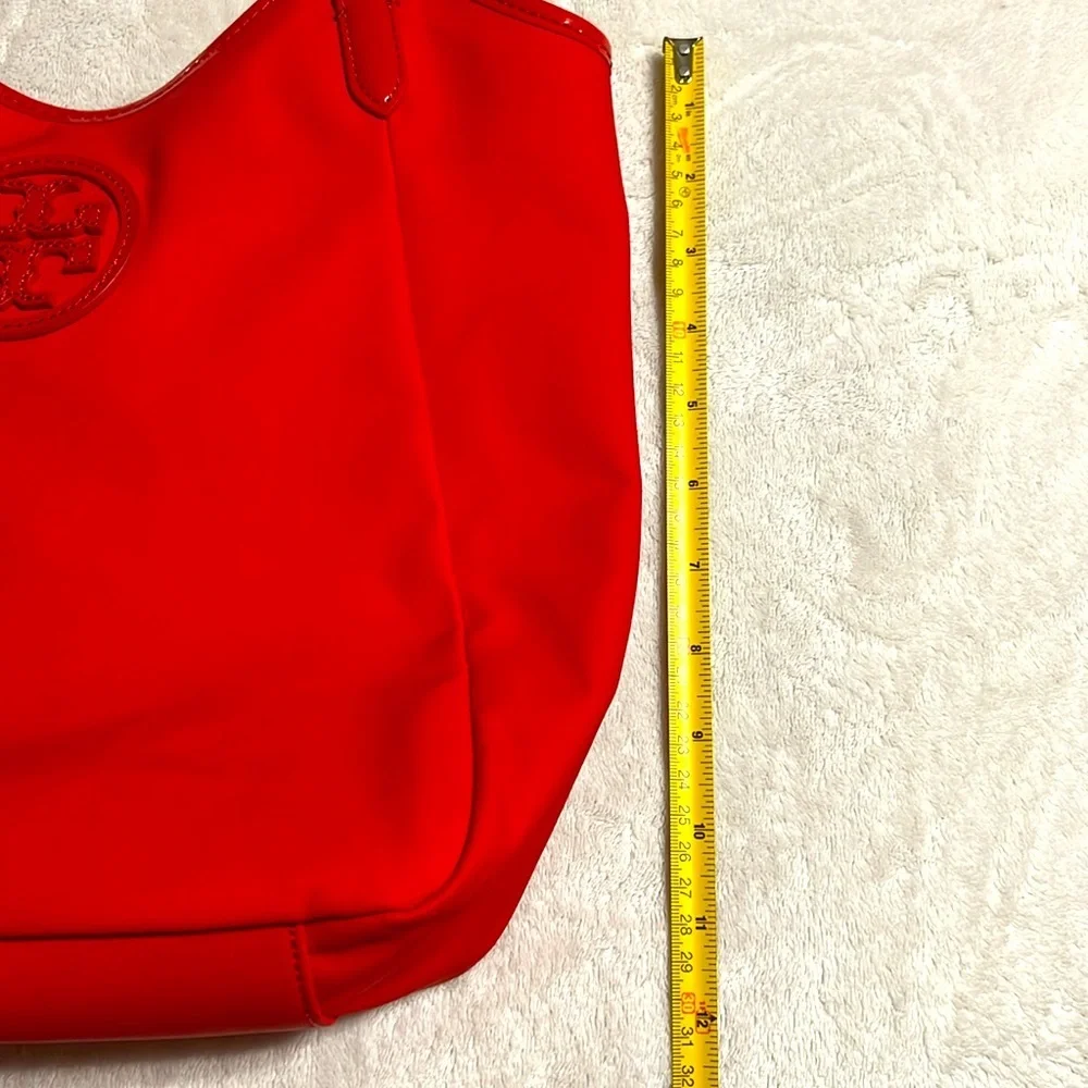 Tory Burch. Red Nylon Patent Leather Strap Bag. NWOT